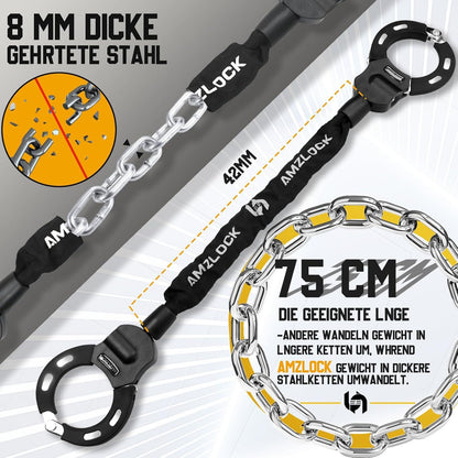 Hochsicherheits Kettenschloss mit Tasche für E Scooter 8mm | 1.6kg