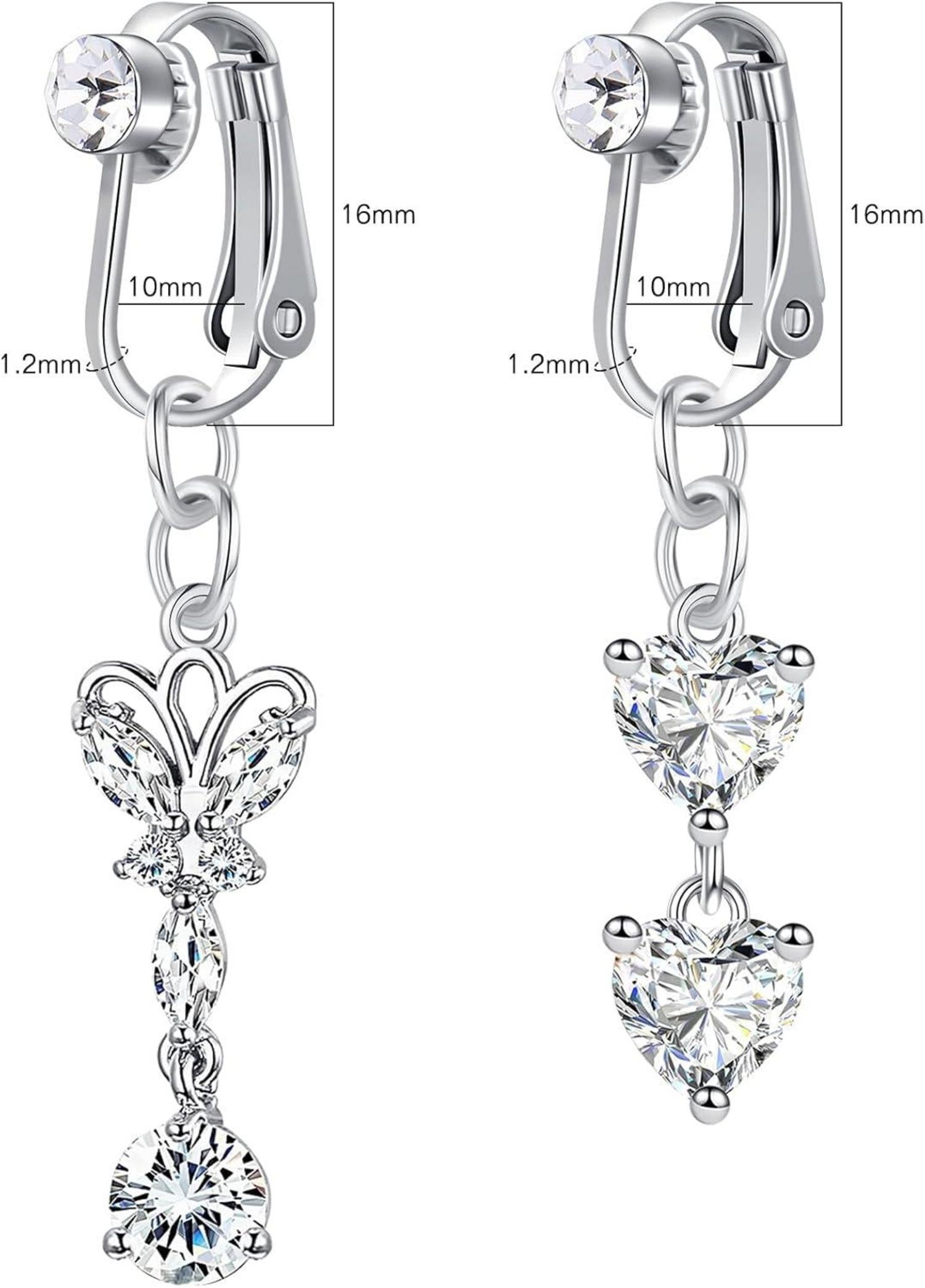 3er Set Fake Bauchnabelpiercing Silber Chirurgenstahl Clip