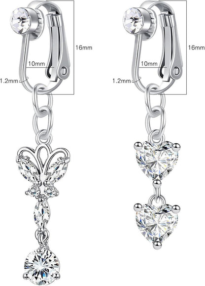 3er Set Fake Bauchnabelpiercing Silber Chirurgenstahl Clip