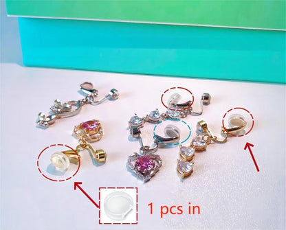 3er Set Fake Bauchnabelpiercing Chirurgenstahl Clip CZ Herz