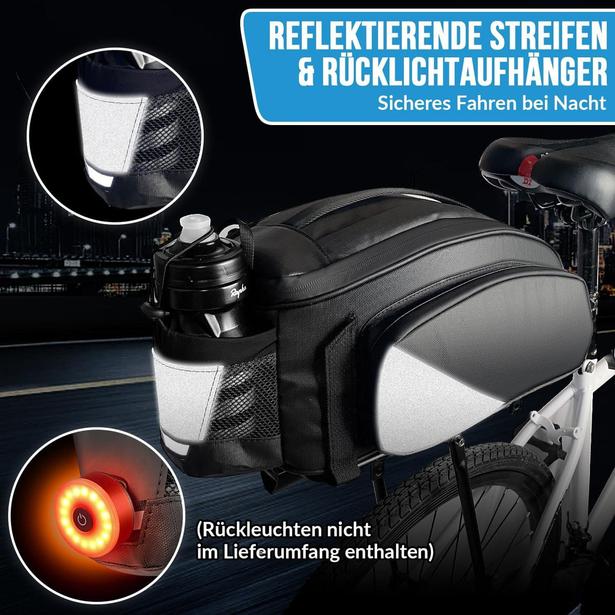 Eyein Fahrradtasche 12L wasserdicht reflektierend mit Schultergurt & Flaschenhalter