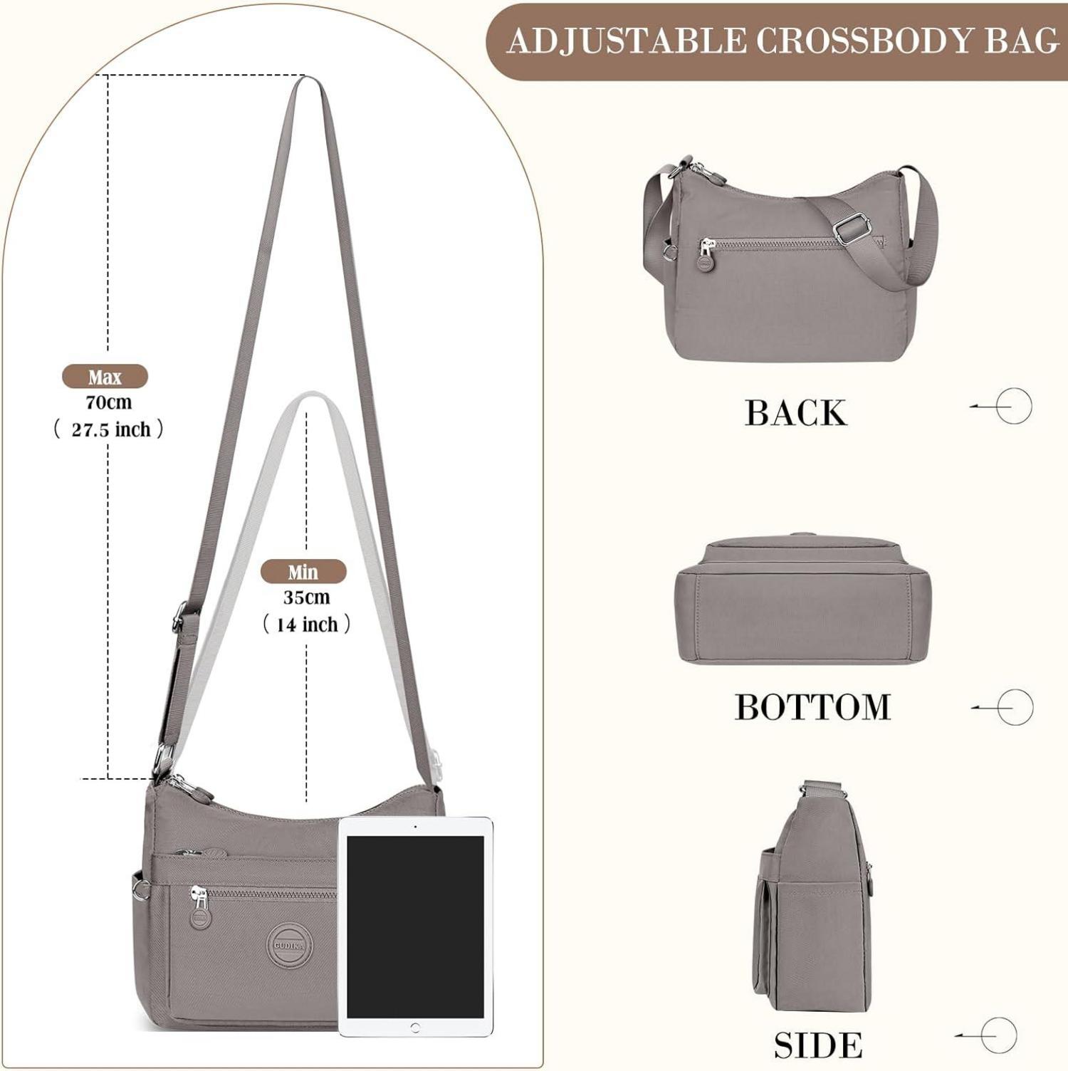 Damen Umhängetasche Nylon Wasserdicht Mittelgroß Crossbody Bag Fächer