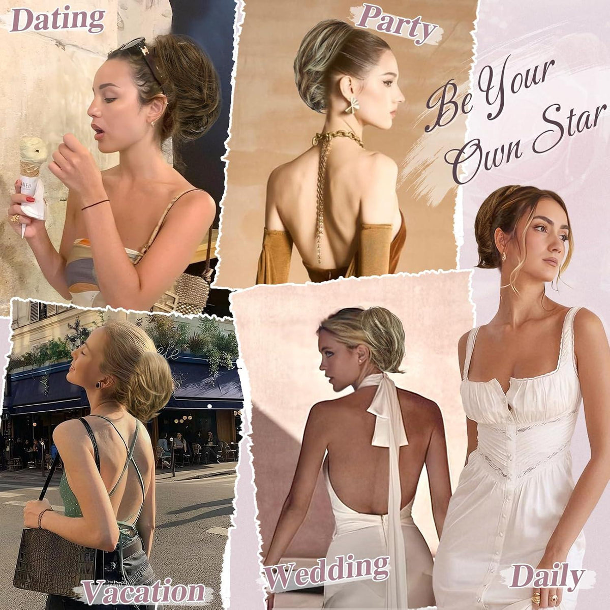 BARSDAR Glattes Dutt Haarteil Braun Damen Pferdeschwanz Extensions