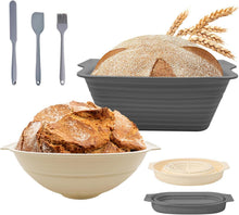 Silikon Gärkorb Brotbackform Set Teigschaber Pinsel Oval Rund