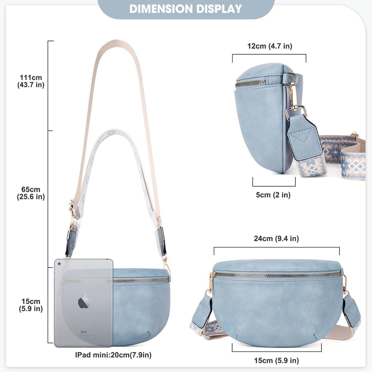 Damen Umhängetasche RFID Blockierung PU Leder Crossbody Brusttasche