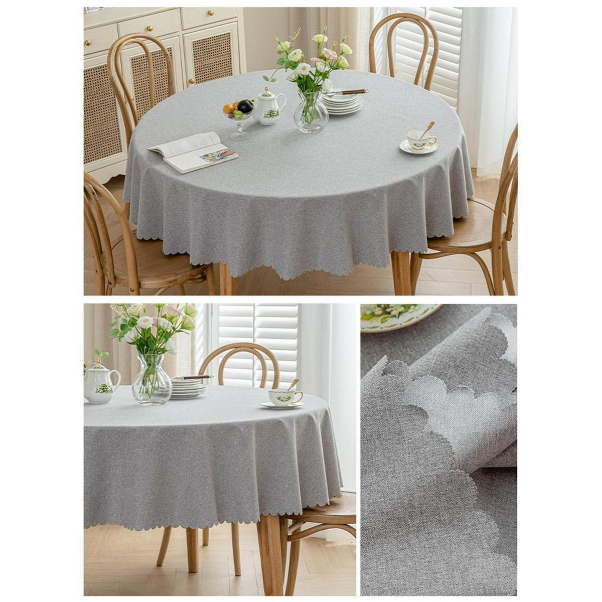 Runde Tischdecke wasserdicht, hellgrau, 260 cm – Fleckabweisend & Elegant