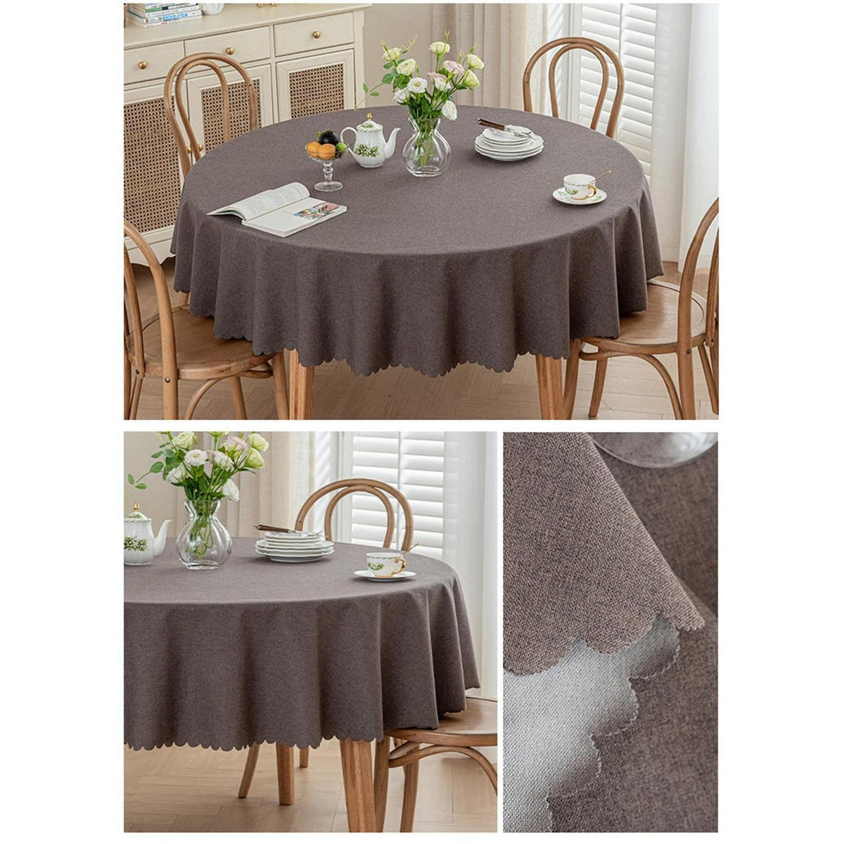 Runde Tischdecke wasserdicht, dunkelbraun, 280 cm – Fleckabweisend & Elegant