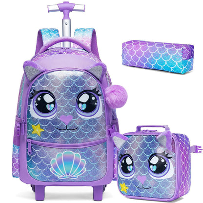 Schulranzen Trolley Mädchen Einhorn Lila – Rollrucksack Grundschule