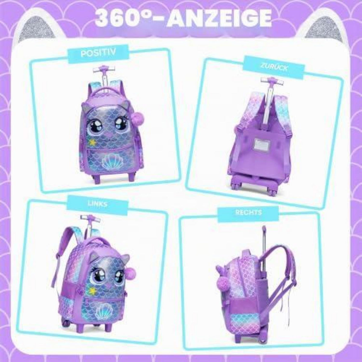 Schulranzen Trolley Mädchen Einhorn Lila – Rollrucksack Grundschule