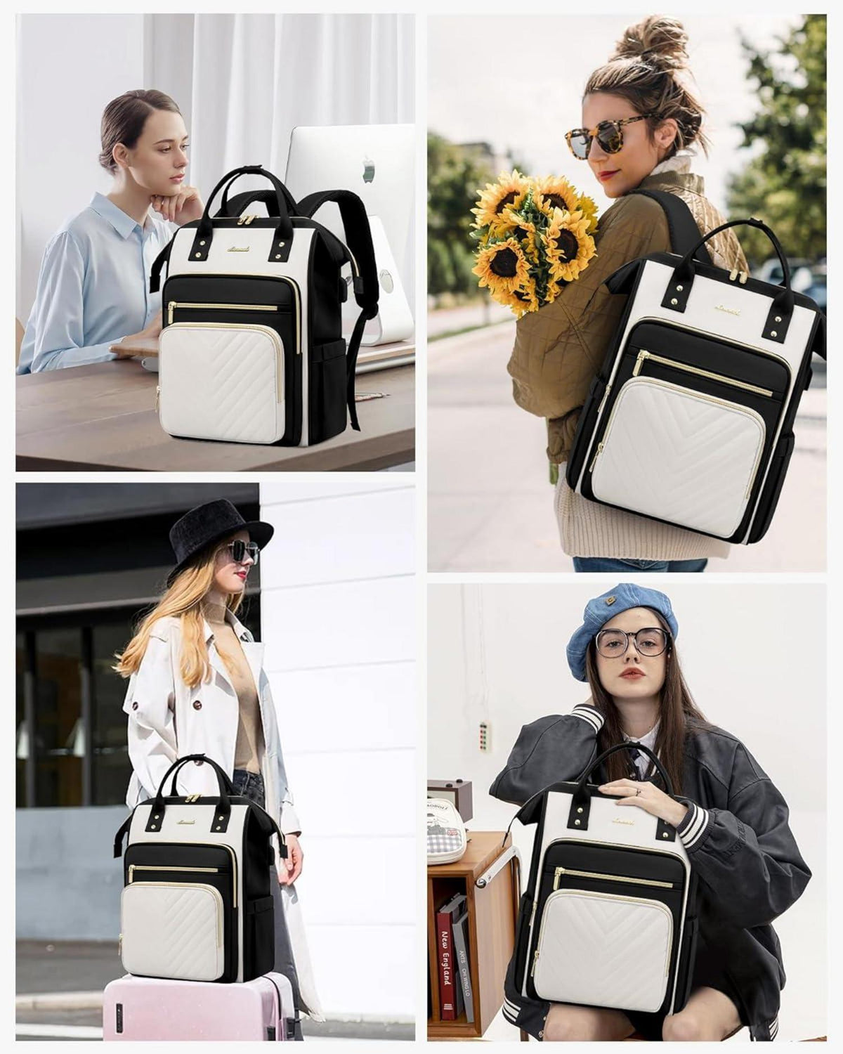 Rucksack Damen Groß 17.3 Zoll Wasserdicht Laptop Schulrucksack Elegant