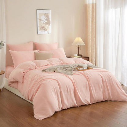 Doppelte Muslin Bettwäsche Rosa 155x220 cm - 3-teilig