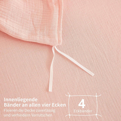 Doppelte Muslin Bettwäsche Rosa 155x220 cm - 3-teilig
