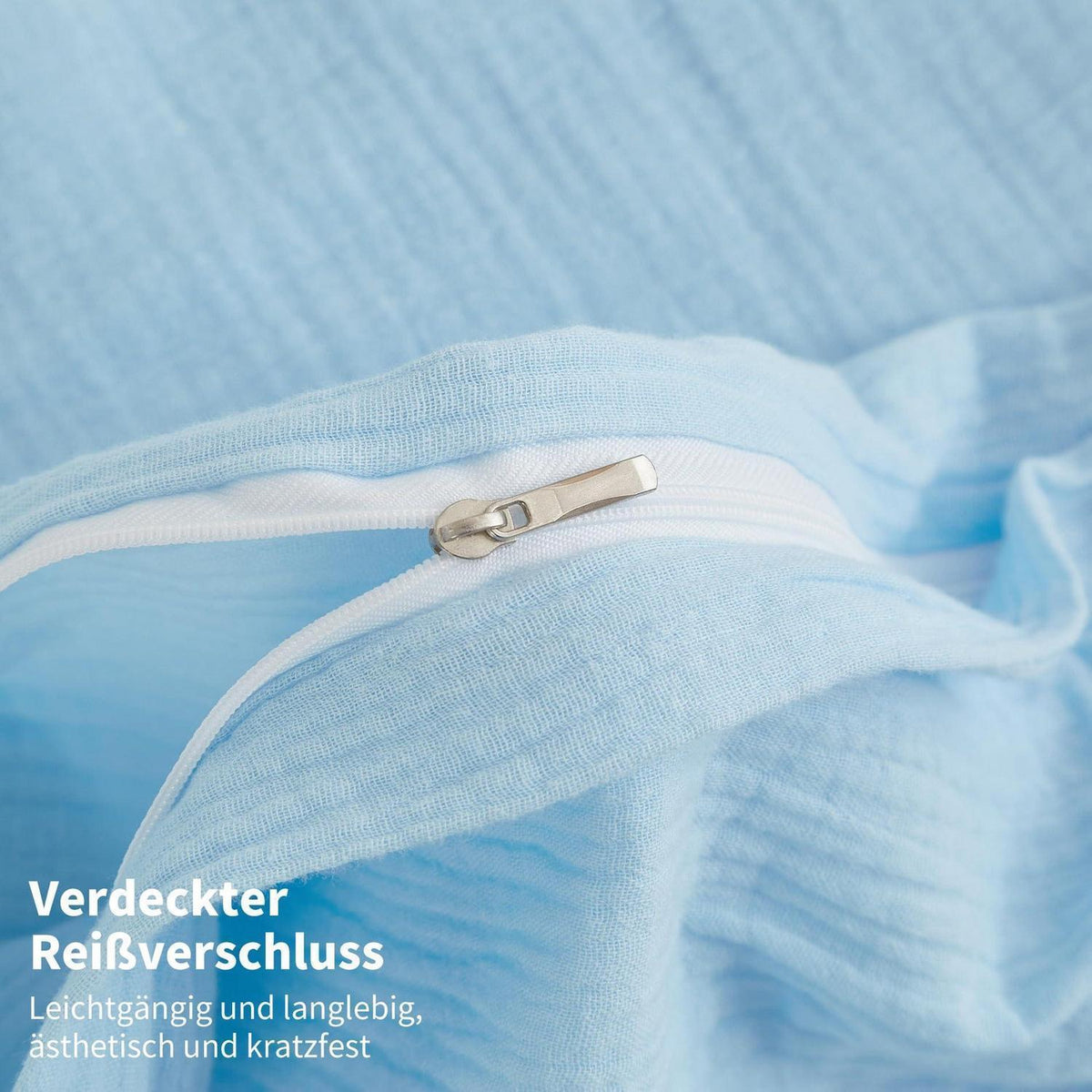 Doppelte Muslin Bettwäsche 220x240 Blau – Weich & Atmungsaktiv