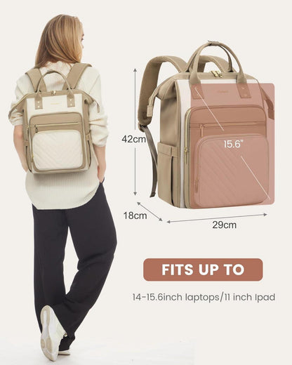 Rucksack Damen 15,6 Zoll Laptop Schulrucksack Wasserdicht Elegant Uni Büro
