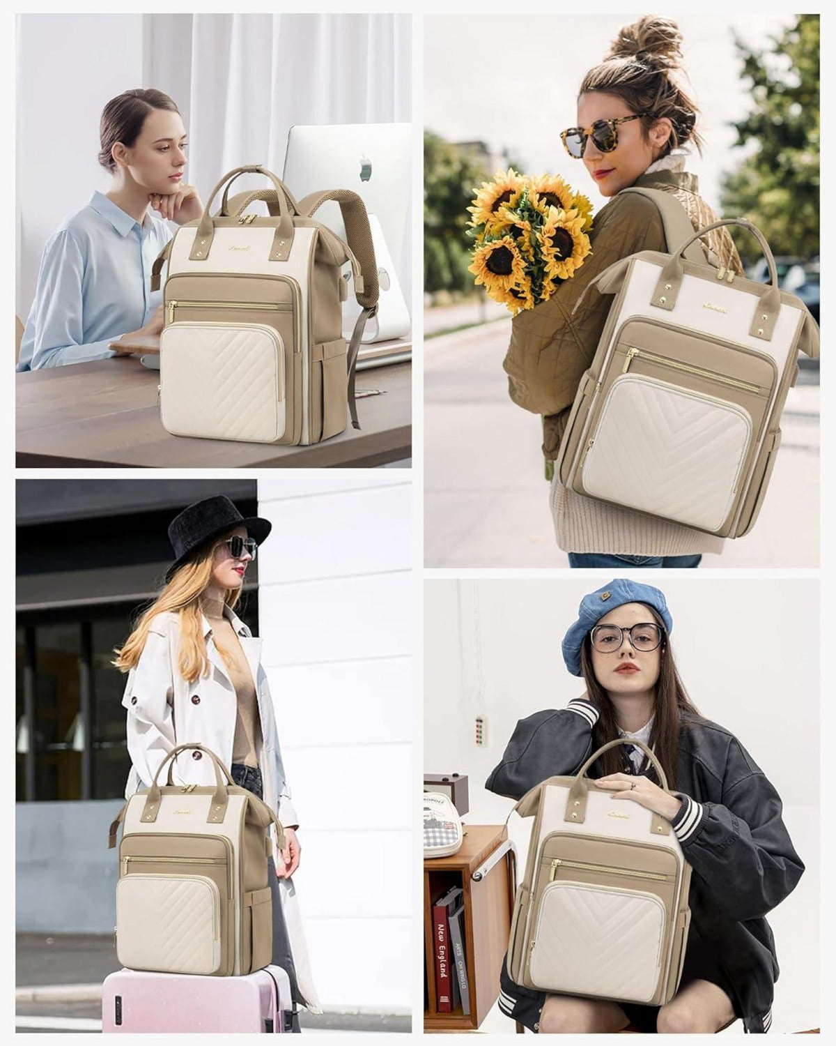 Rucksack Damen 15,6 Zoll Laptop Schulrucksack Mädchen Wasserdicht