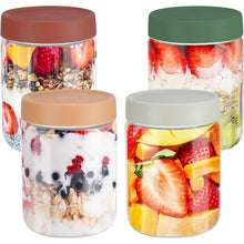 Meal Prep Gläser 600ml, 4er Set, mit Deckel, für Overnight Oats & Salate