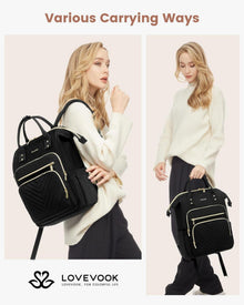 Damen Rucksack 17,3 Zoll Laptop Wasserdicht Schwarz