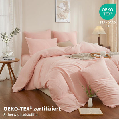 Doppelte Muslin Bettwäsche 200x200 Rosa – Weich & Atmungsaktiv