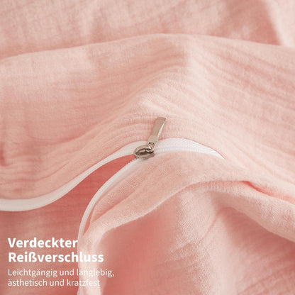 Doppelte Muslin Bettwäsche 200x200 Rosa – Weich & Atmungsaktiv