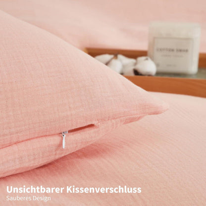 Doppelte Muslin Bettwäsche 200x200 Rosa – Weich & Atmungsaktiv