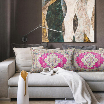 Boho Kissenbezüge 2er Set Magenta – Vintage Design 30x50 cm