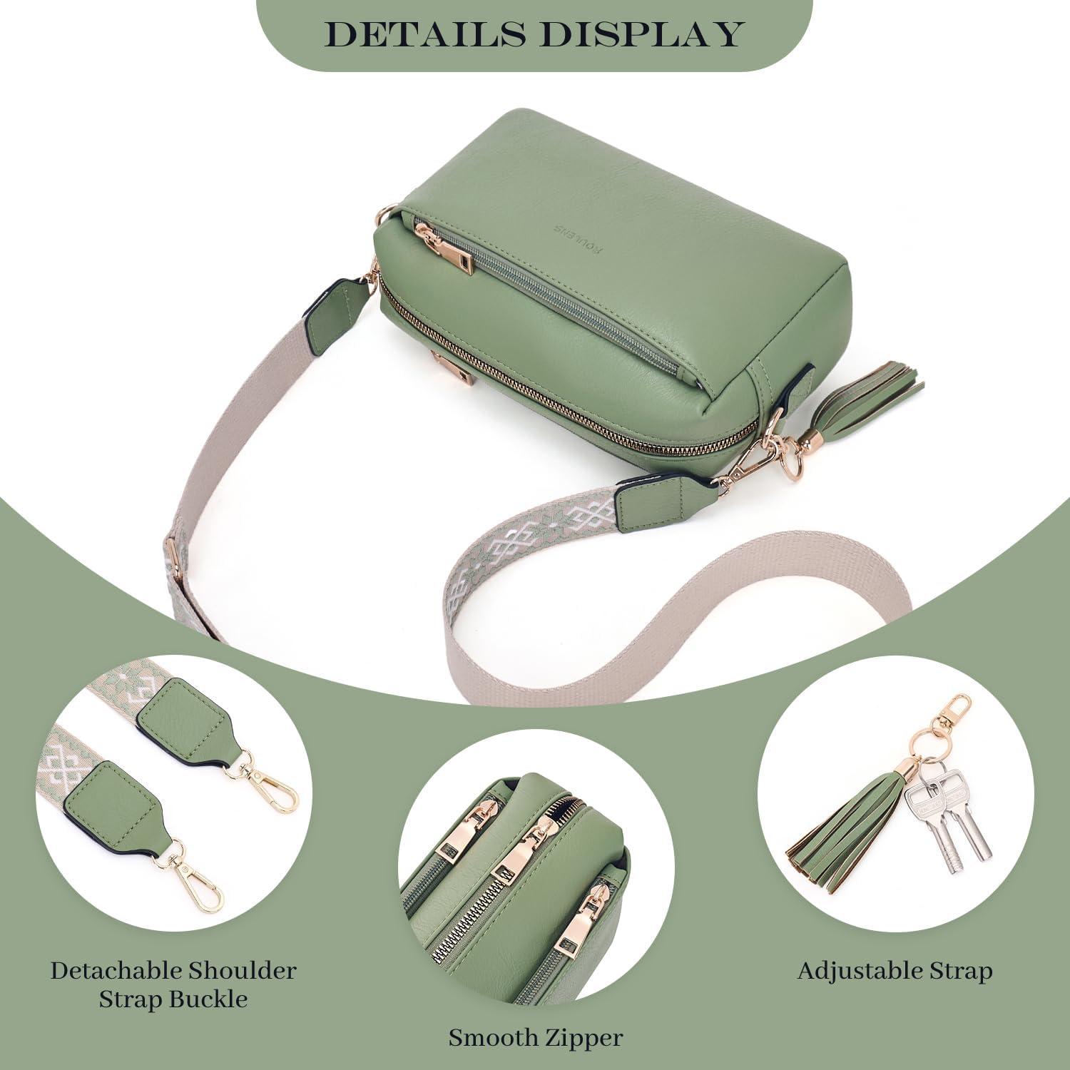 Damen Umhängetasche Crossbody Schultertasche Vegan Leder C-grün
