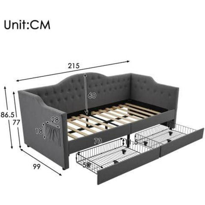 Schlafsofa 200cm mit Bettkasten & Schlaffunktion – Grau