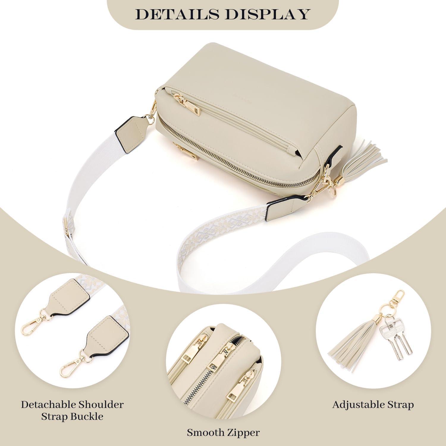 Damen Umhängetasche Roulens Vegan Leder Crossbody Schultertasche mit 3
