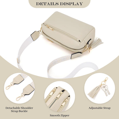 Damen Umhängetasche Roulens Vegan Leder Crossbody Schultertasche mit 3