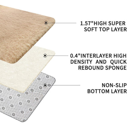 Hochflor Teppich Beige 275x370 - Flauschiger Wohnzimmerteppich