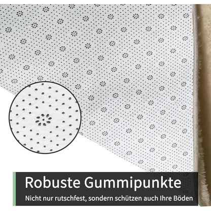 Hochflor Teppich Beige 275x370 - Flauschiger Wohnzimmerteppich