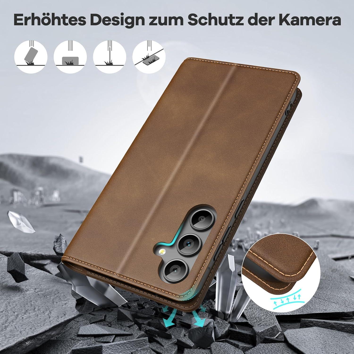 Samsung Galaxy A55 5G Hülle - RFID Schutz - Standfunktion - Hellbraun