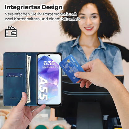 Handyhülle Samsung Galaxy A55 5G Lederhülle Dunkelblau