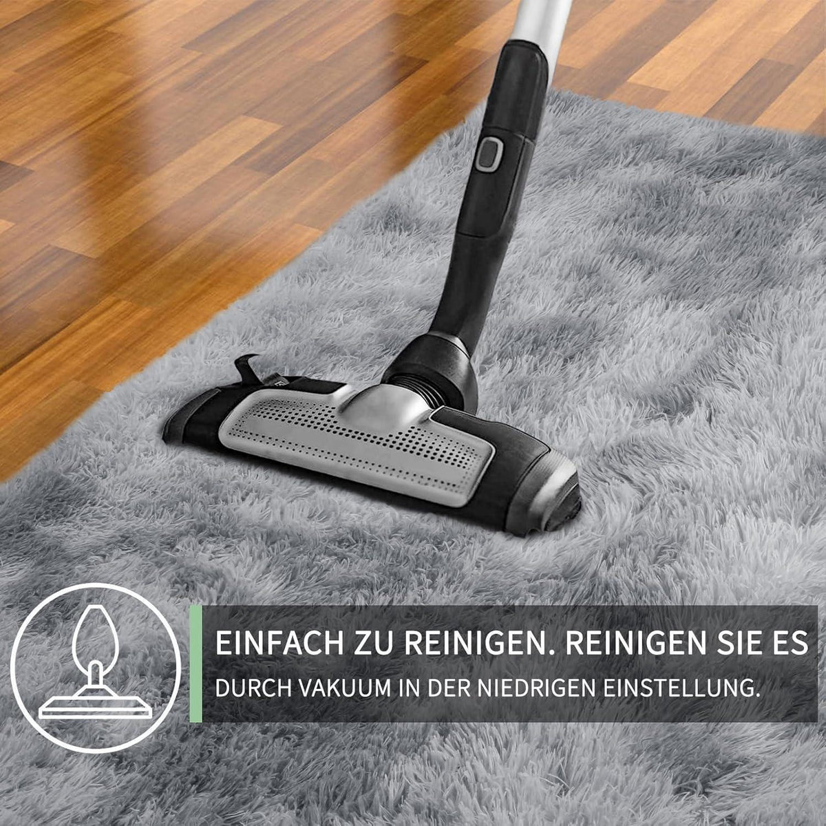 Grauer Hochflor Teppich 275x370 cm – Flauschiger Wohnzimmerteppich