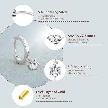 Silber Creolen Ohrringe mit Moissanite Zirkonia 4mm