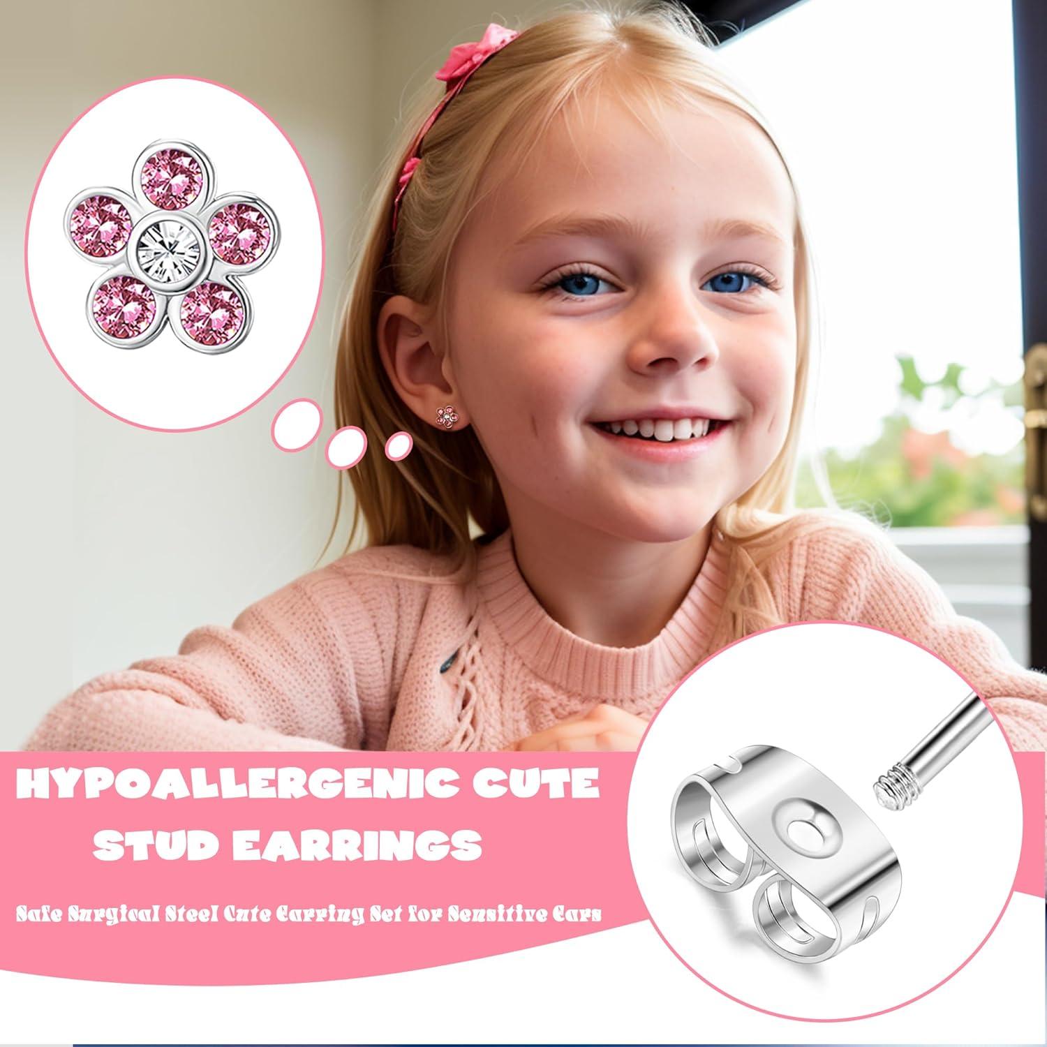 24 Paar Ohrringe Chirurgenstahl für Damen Mädchen Zirkonia Opal Schmetterling Blume