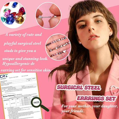 24 Paar Hypoallergene Ohrringe Chirurgenstahl Zirkonia Opal Blume