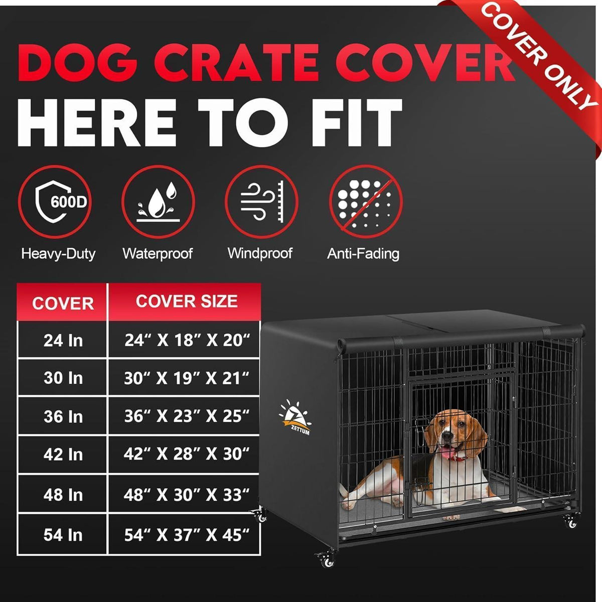 Hundekäfig Abdeckung 105cm – Winddicht & UV-Schutz 3 Jahre