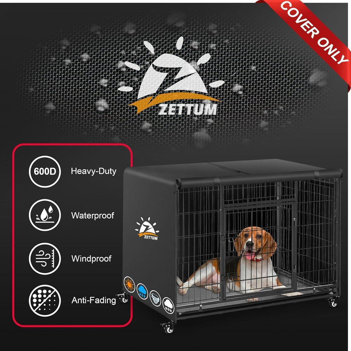 Hundekäfig Abdeckung 105cm – Winddicht & UV-Schutz 3 Jahre