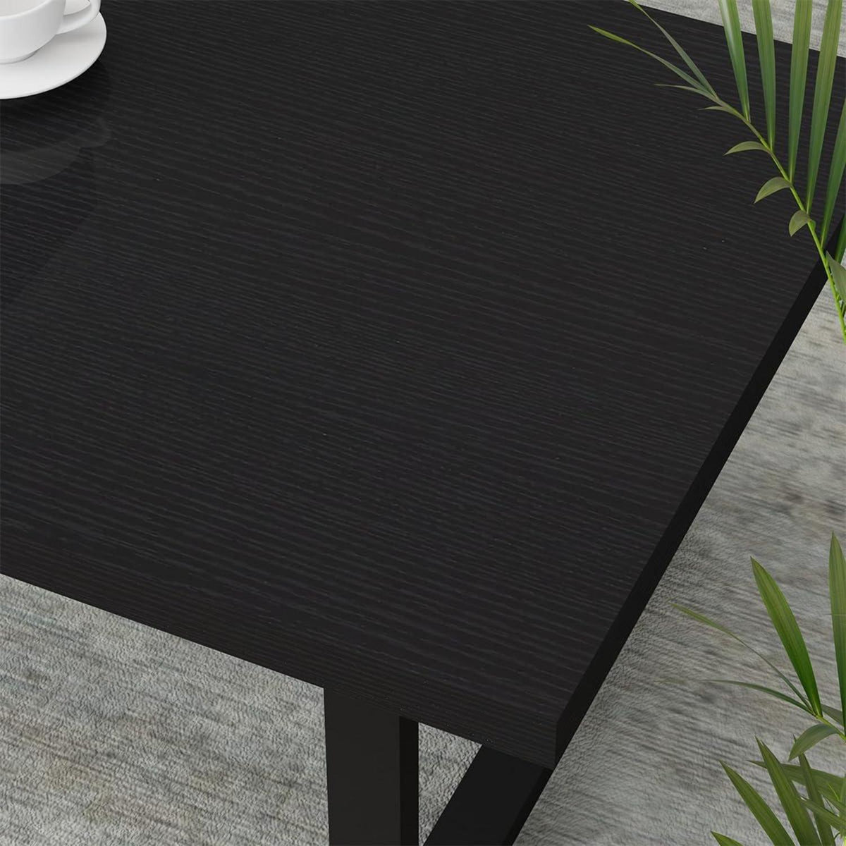 Schwarzer Couchtisch Holz Metallgestell Vintage 100x55x45 cm