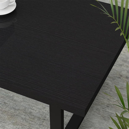 Schwarzer Couchtisch Holz Metallgestell Vintage 100x55x45 cm