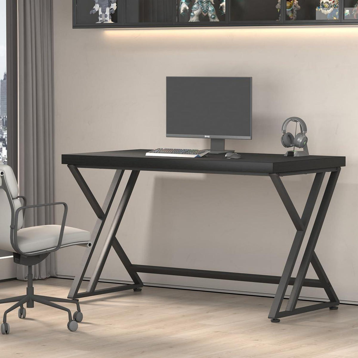 Mudmasa Industrieller Schreibtisch Holz Metall 120x60 cm Schwarz