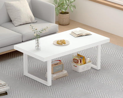 Weißer Couchtisch Holz Metallgestell 100x55x45cm