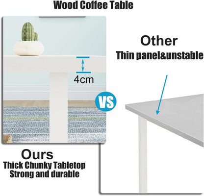 Weißer Couchtisch Modern Holz Metallgestell 100x55x45cm