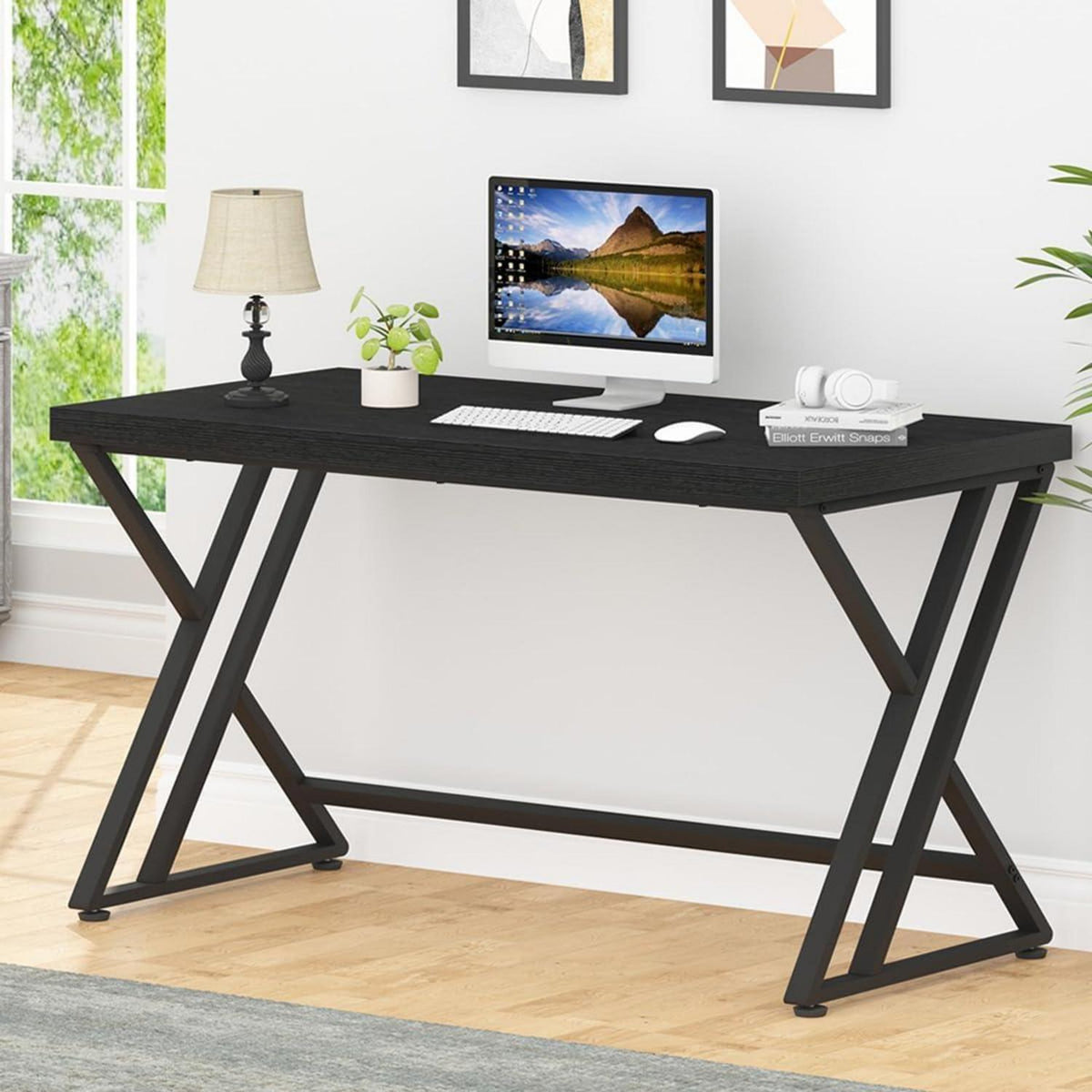 Schreibtisch Industrie Design Studiertisch für Büro Schwarz