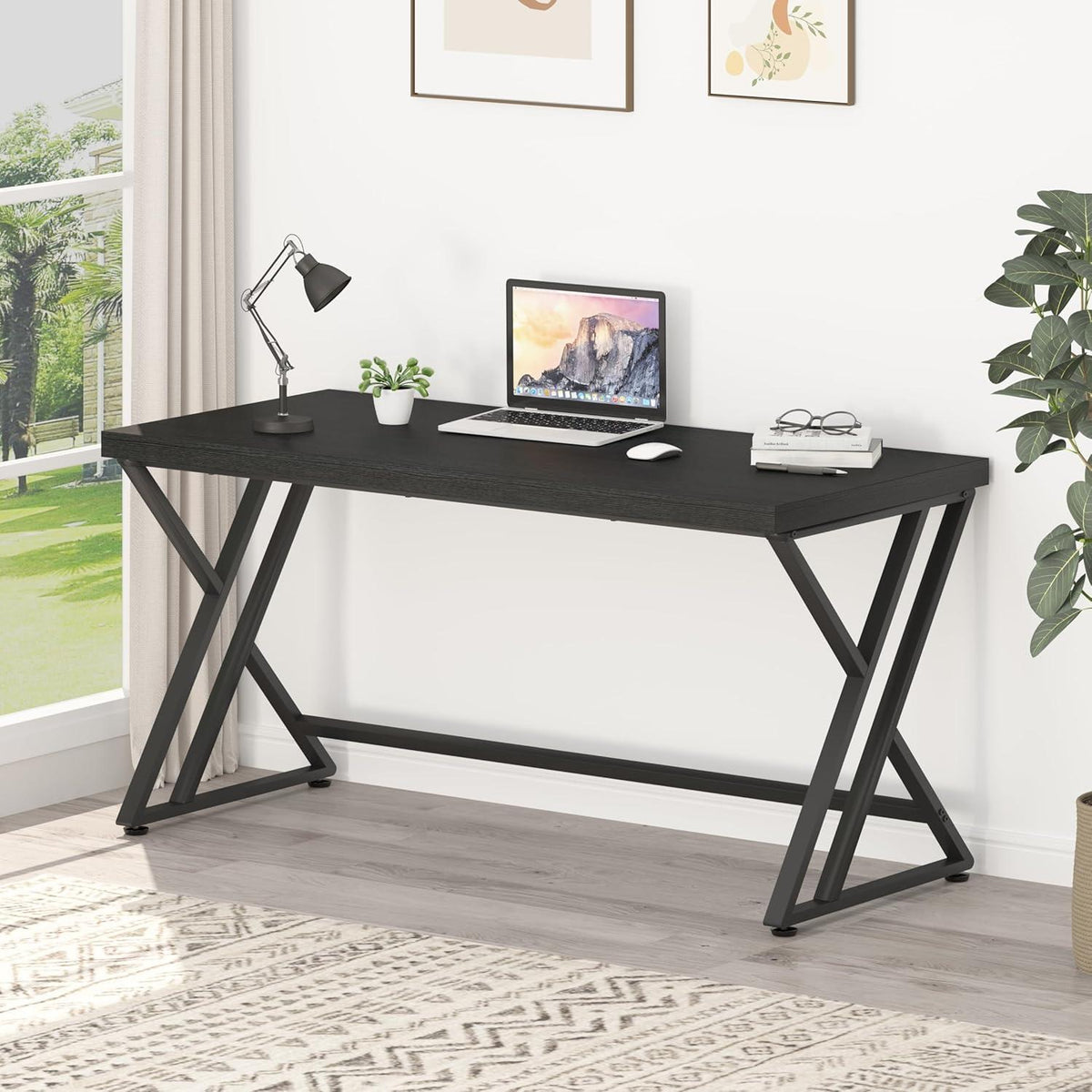 Industrie Design Schreibtisch 140 x 60 x 75.5 cm Schwarz