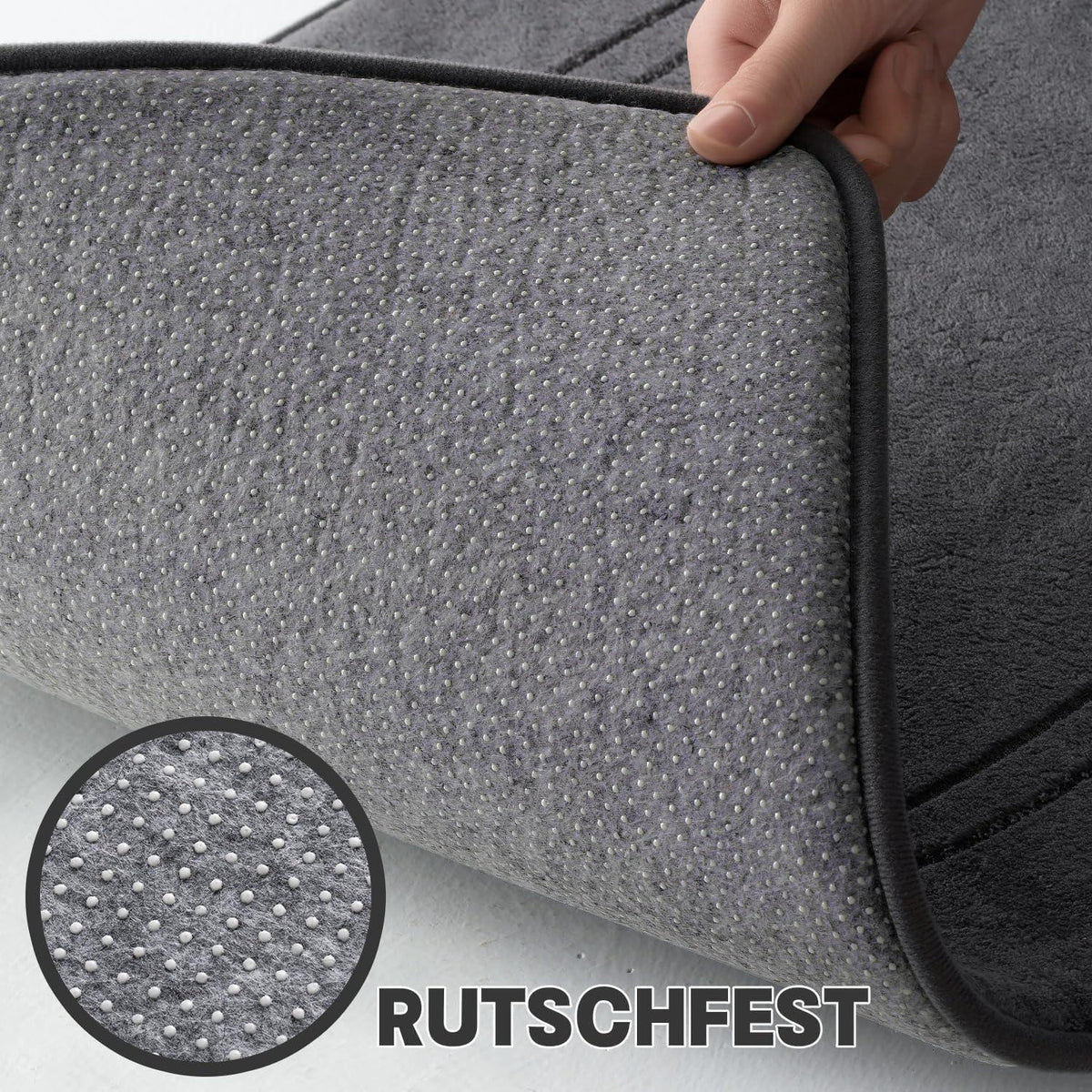 5-teiliges Badezimmerteppich Set Dunkelgrau – Weich & Rutschfest