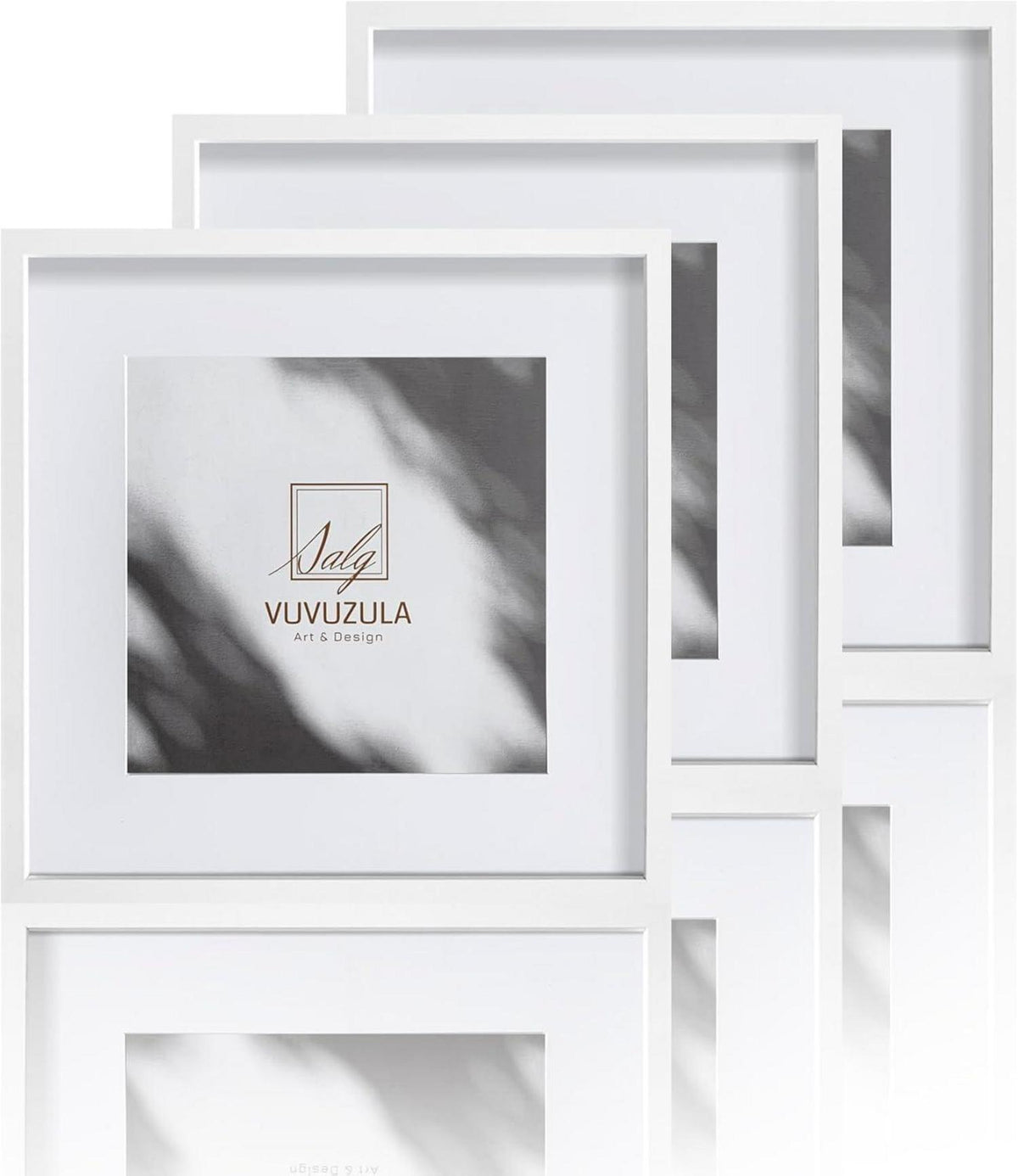 Bilderrahmen 30x30cm Weiß Holz 3er Set Quadratisch Fotorahmen mit