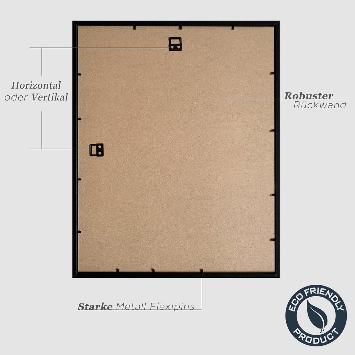 Bilderrahmen 40x50cm Schwarz Holz 3er Set MDF Matt