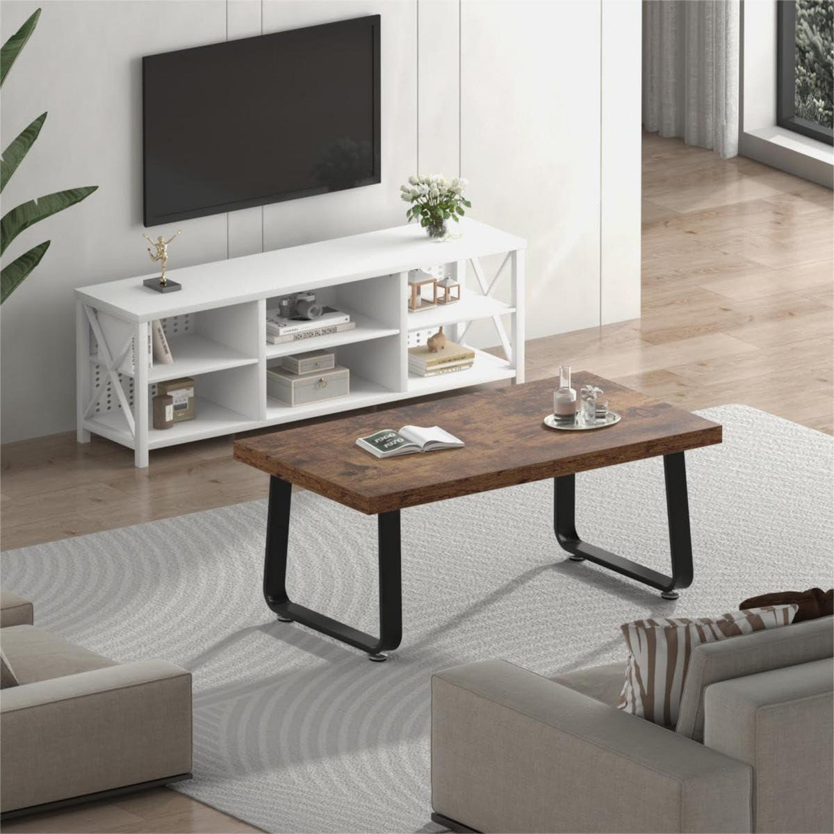 Industrie Design Couchtisch Vintagebraun Schwarz 100x55x46.5 cm